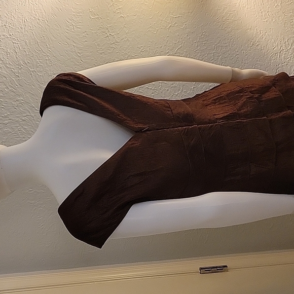 VTG JESSICA HOWARD Metallic Bronze Cascading Ruffle Holiday Party Hoco Dress - Picture 7 of 10